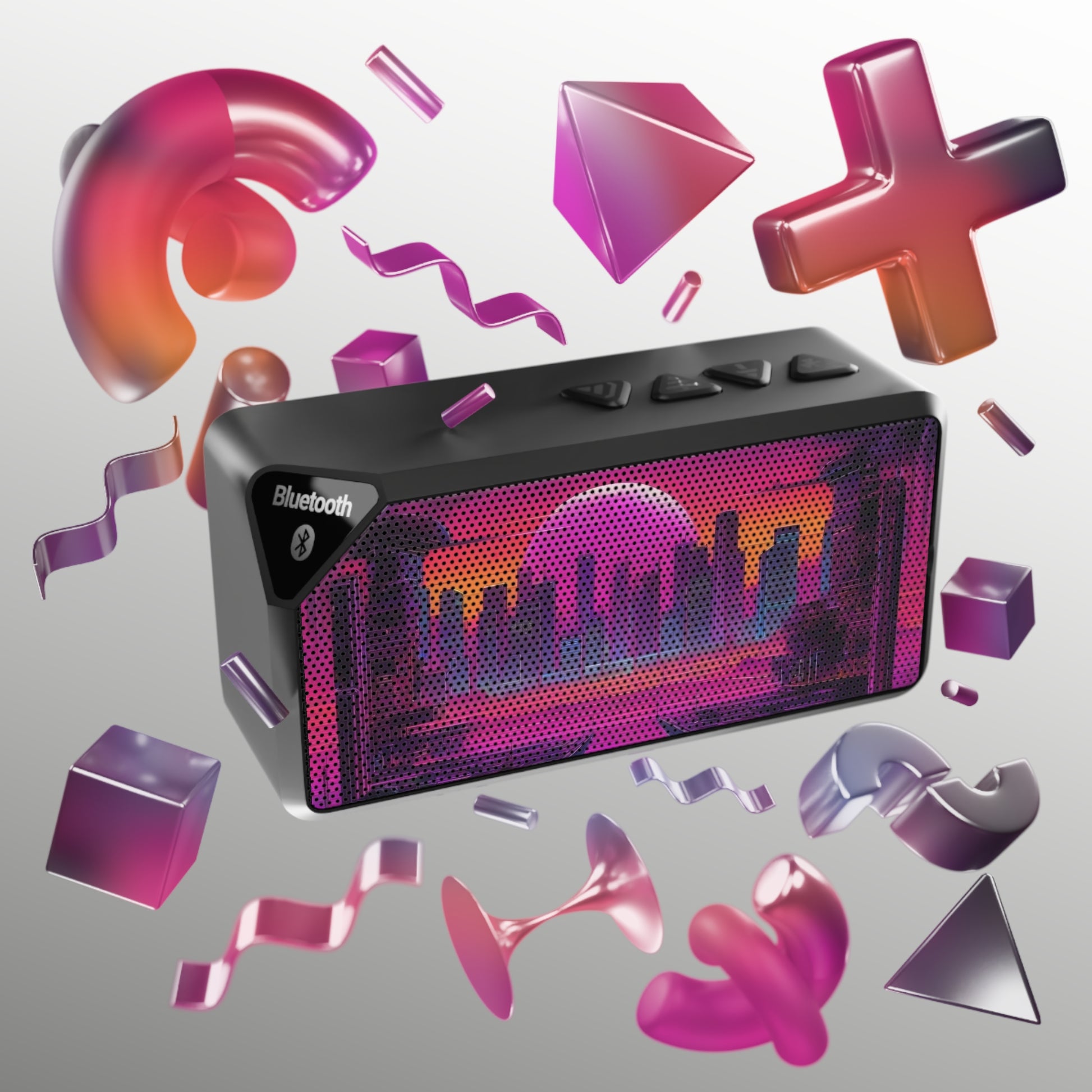 Sunset Synthwave-Jabba Bluetooth Speaker Printify by The Night Shift Automotive Apparel