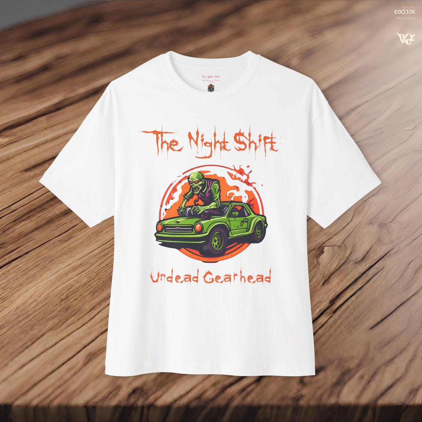 Undead Gearhead Zombie-Premium, Ultra Soft Unisex Oversized Boxy Tee Printify by The Night Shift Automotive Apparel