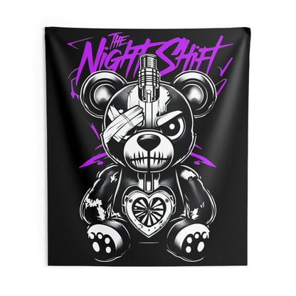 Tattered Teddy Indoor Wall Tapestries - Shop Banner 88" × 104" Printify by The Night Shift Automotive Apparel