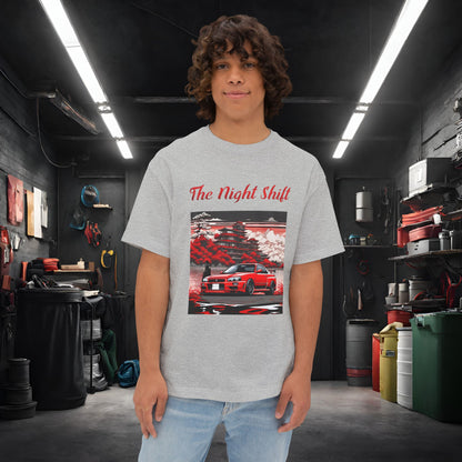 Nissan Skyline R34 Cherry Blossom-Premium, Ultra Soft, Unisex Oversized Boxy Tee Athletic Heather Printify by The Night Shift Automotive Apparel