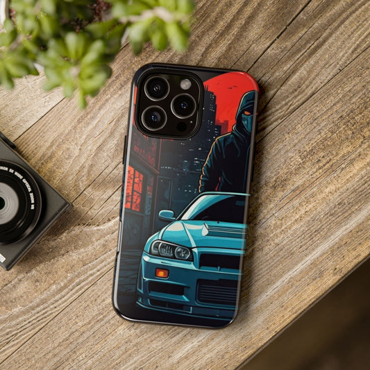 Nissan Skyline R34 Street Life-Dual Layer Ultra Tough Phone Case iPhone 16 Pro Max Glossy Printify by The Night Shift Automotive Apparel