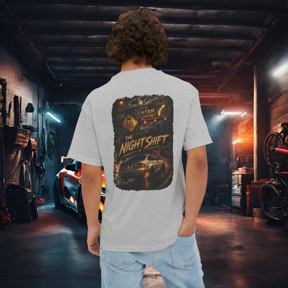 BMW M3 E90 Street Drift-Premium, Ultra Soft Unisex Oversized Boxy Tee Athletic Heather Printify by The Night Shift Automotive Apparel