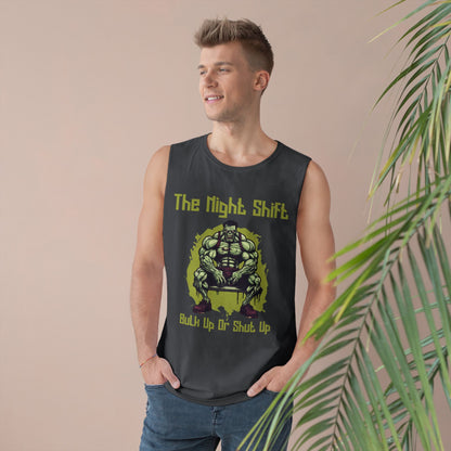 Bulk Up or Shut Up - Zombie Power Lifter - Premium Unisex Barnard Tank Top Printify by The Night Shift Automotive Apparel