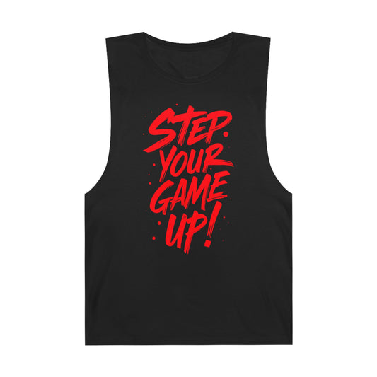 Step Your Game Up - Premium Unisex Barnard Tank Top Black Printify by The Night Shift Automotive Apparel