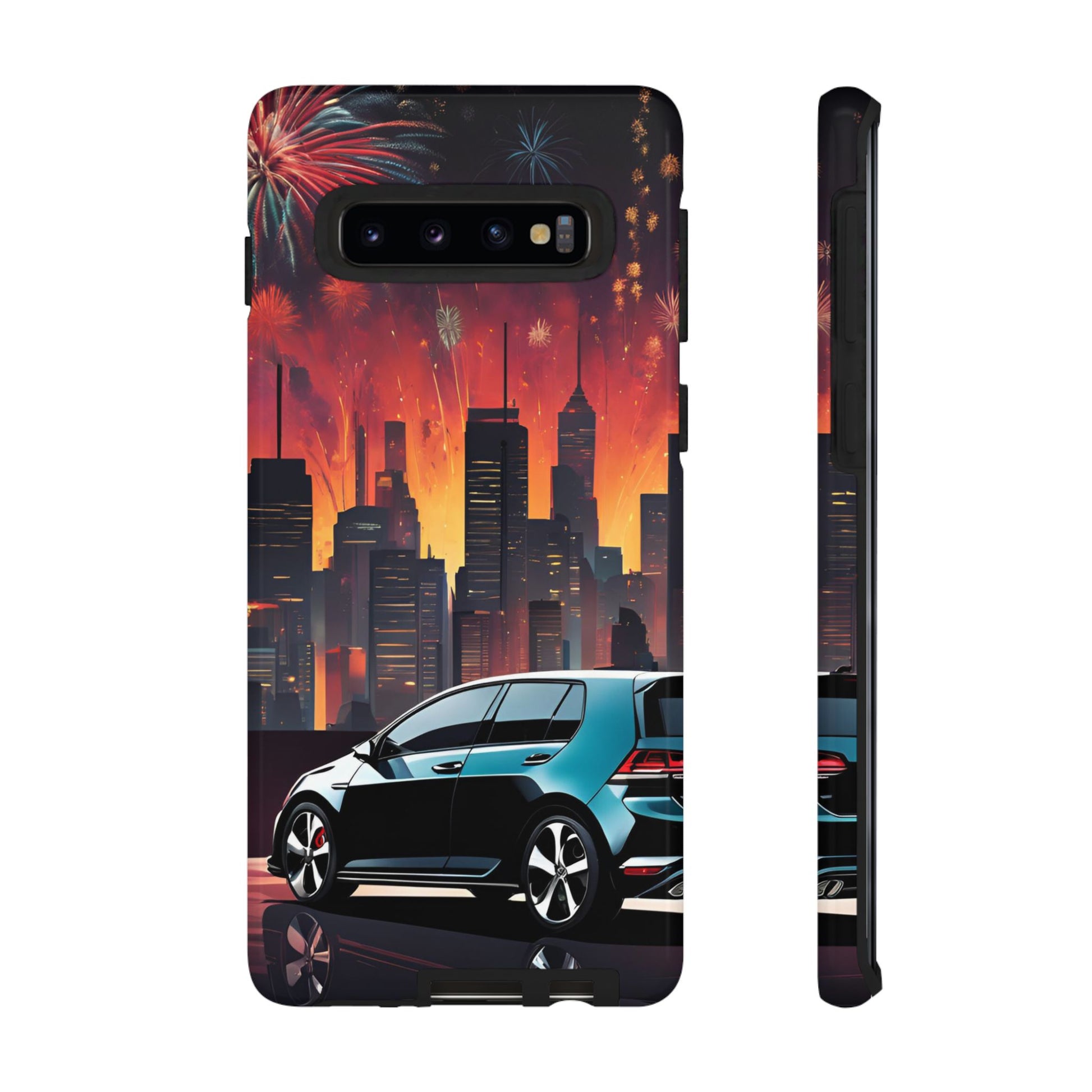 Volkswagon Golf GTI Fireworks-Dual Layer Ultra Tough Phone Case Samsung Galaxy S10 Glossy Printify by The Night Shift Automotive Apparel