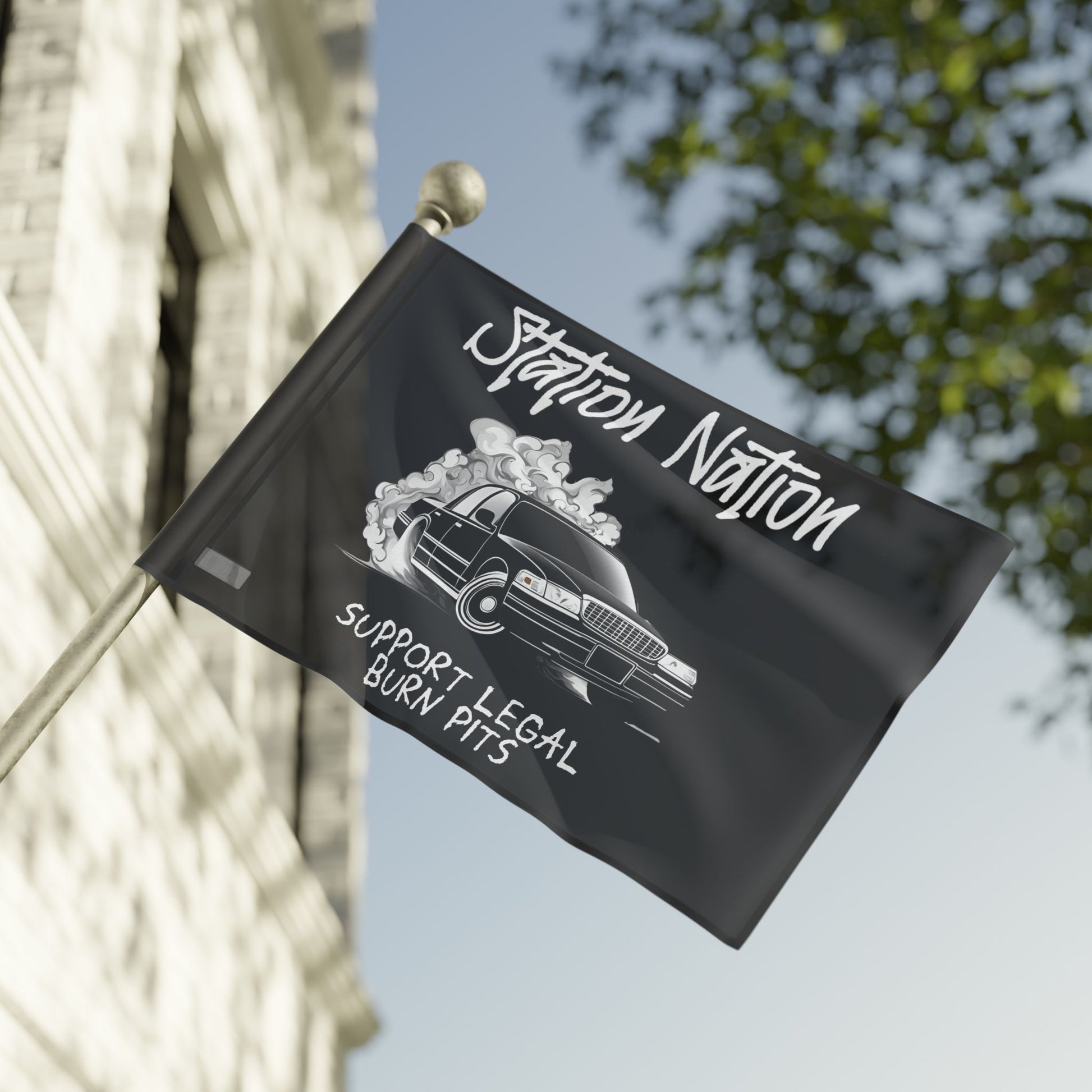 Station Nation-Support Legal Burn Pit Flags 36" x 24" Printify by The Night Shift Automotive Apparel