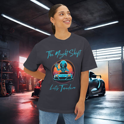 Lets Tandem Alien-Premium, Ultra Soft Unisex Oversized Boxy Tee Printify by The Night Shift Automotive Apparel