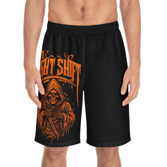 The Night Shift - Men's Relaxed Fit Board Shorts Seam thread color automatically matched to design Printify by The Night Shift Automotive Apparel