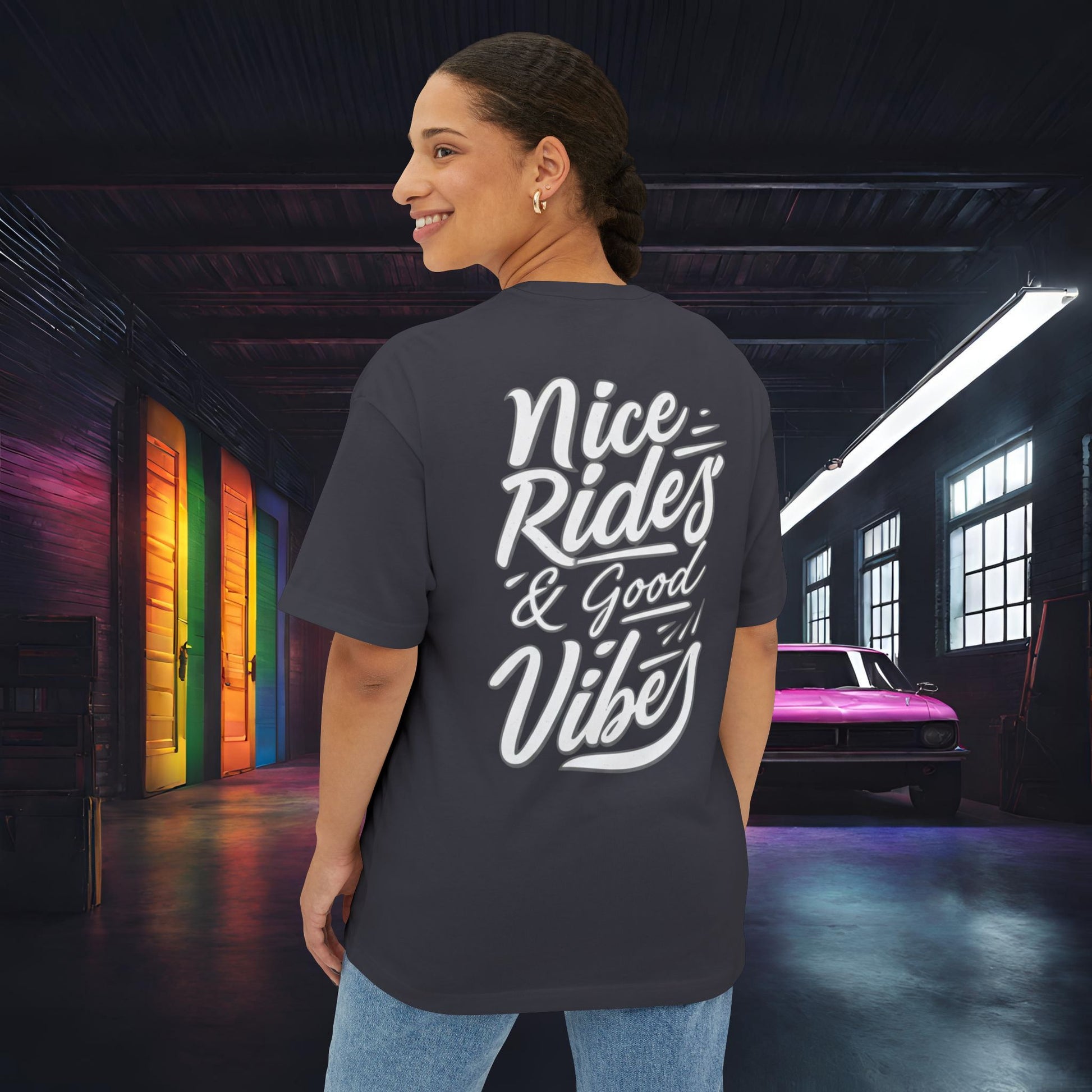 Station Nation-Premium, Ultra Soft Unisex Oversized Boxy Tee Dark Grey Printify by The Night Shift Automotive Apparel