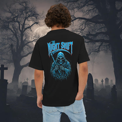 Grim Reaper-Premium, Ultra Soft Unisex Oversized Boxy Tee Black Printify by The Night Shift Automotive Apparel