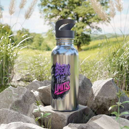 Stainless Steel Water Bottle With Straw, 20oz 20oz Silver Printify by The Night Shift Automotive Apparel