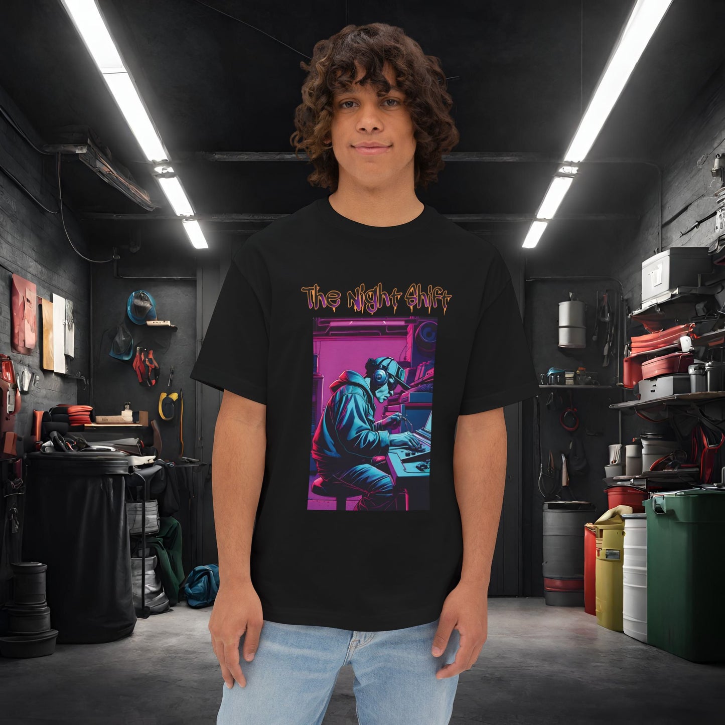 Makin' Beats-Premium, Ultra Soft Unisex Oversized Boxy Tee Black Printify by The Night Shift Automotive Apparel