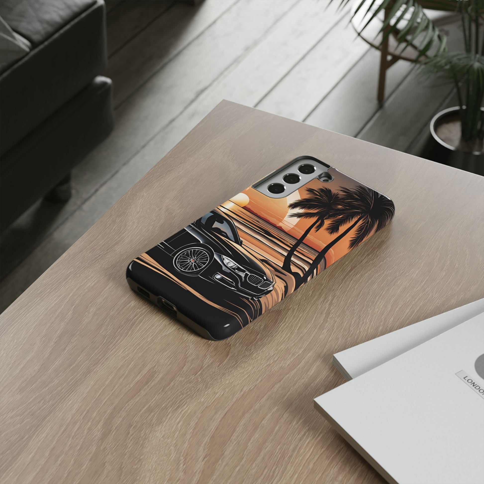 BMW Sunset On The Beach-Dual Layer Ultra Tough Phone Case Samsung Galaxy S22 Plus Glossy Printify by The Night Shift Automotive Apparel