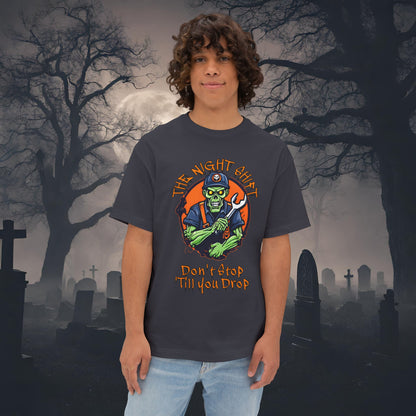 The Night Shift Zombie Mechanic-Premium, Ultra Soft Unisex Oversized Boxy Tee Dark Grey Printify by The Night Shift Automotive Apparel