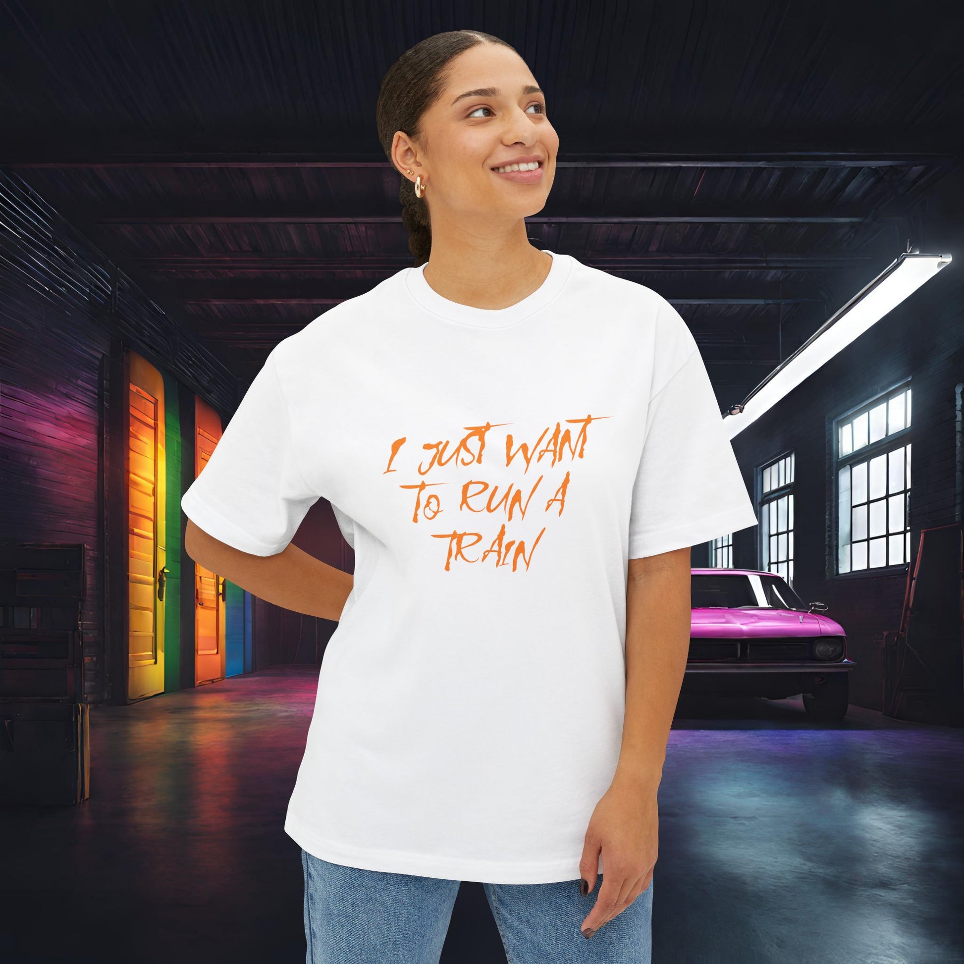 I Just Want To Run A Train-Premium, Ultra Soft Unisex Oversized Boxy Tee Printify by The Night Shift Automotive Apparel