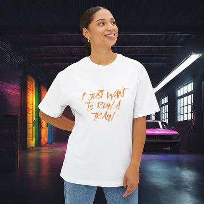 I Just Want To Run A Train-Premium, Ultra Soft Unisex Oversized Boxy Tee Printify by The Night Shift Automotive Apparel