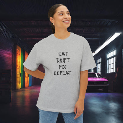 Eat, Drift, Fix, Repeat. I'll Sleep When I'm Dead-Premium, Ultra Soft, Unisex Oversized Boxy Tee Printify by The Night Shift Automotive Apparel