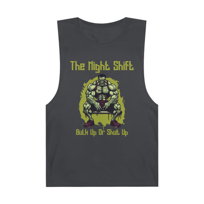 Bulk Up or Shut Up - Zombie Power Lifter - Premium Unisex Barnard Tank Top Coal Printify by The Night Shift Automotive Apparel