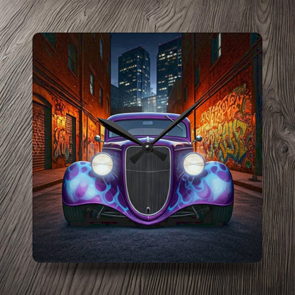 1930's Ford 3 Window Turtleback Coupe Street Life-Acrylic Wall Clock