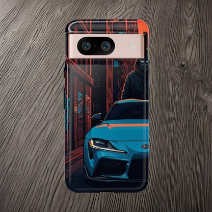 Toyota Supra MK-V Street Life-Dual Layer Ultra Tough Phone Case Google Pixel 8 Glossy Printify by The Night Shift Automotive Apparel