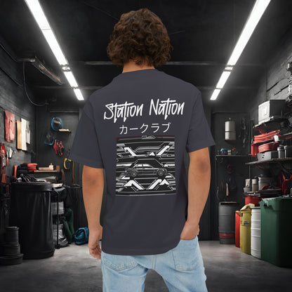 Station Nation-Premium, Ultra Soft Unisex Oversized Boxy Tee Printify by The Night Shift Automotive Apparel