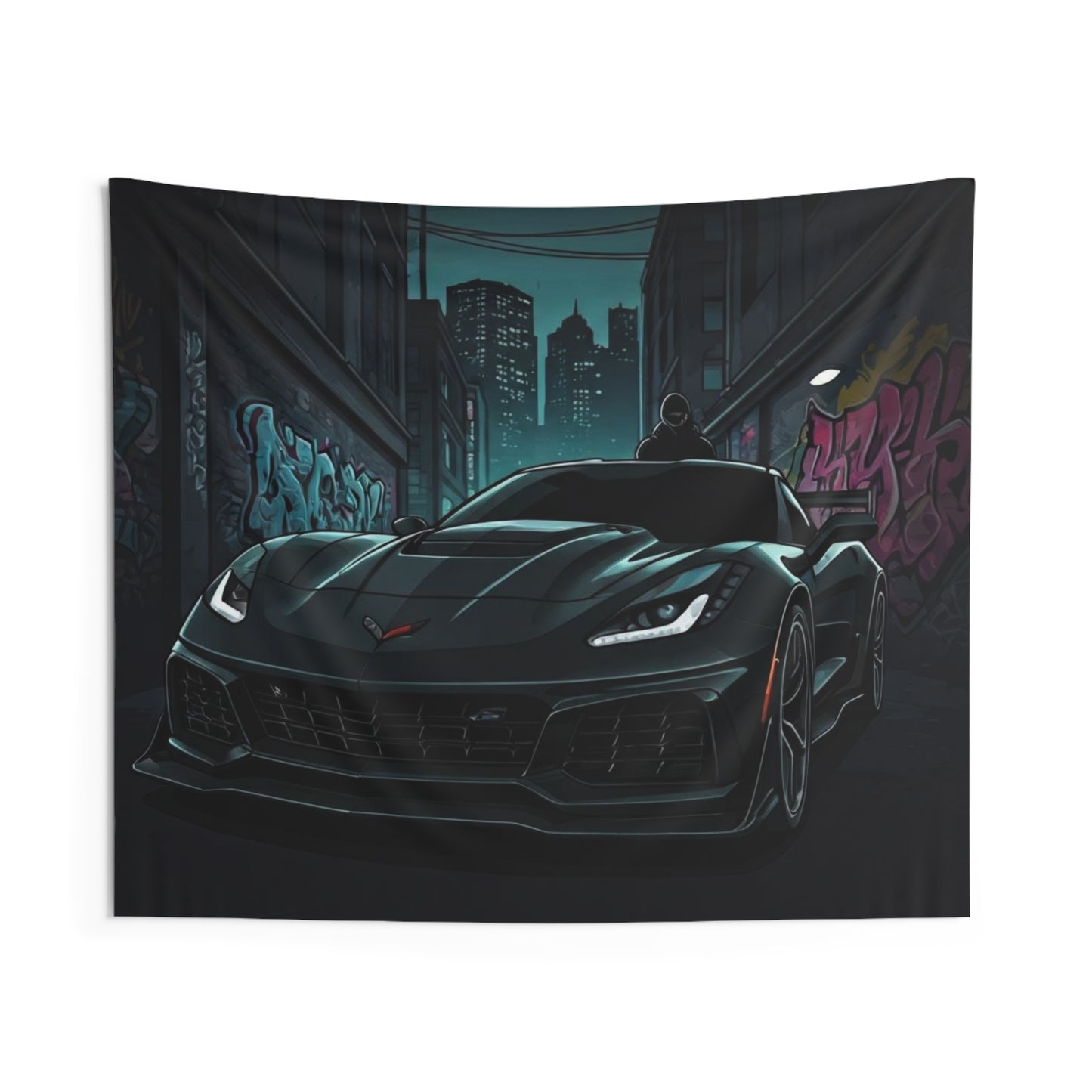 C7 Chevy Corvette Indoor Wall Tapestries - Shop Banner 60" × 50" Printify by The Night Shift Automotive Apparel