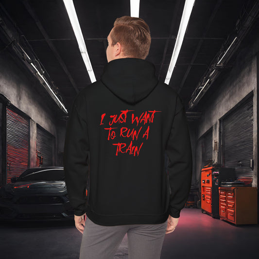 I Just Want To Run A Train-Ultra Soft, Premium Hoodie Black Printify by The Night Shift Automotive Apparel