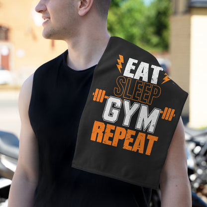 Eat, Sleep, Gym, Repeat-Gym Towel( 11x18) White 11" × 18" Printify by The Night Shift Automotive Apparel