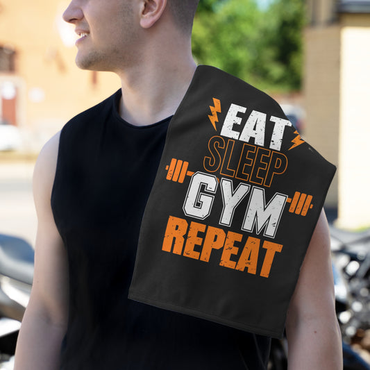 Eat, Sleep, Gym, Repeat-Gym Towel( 11x18) White 11" × 18" Printify by The Night Shift Automotive Apparel