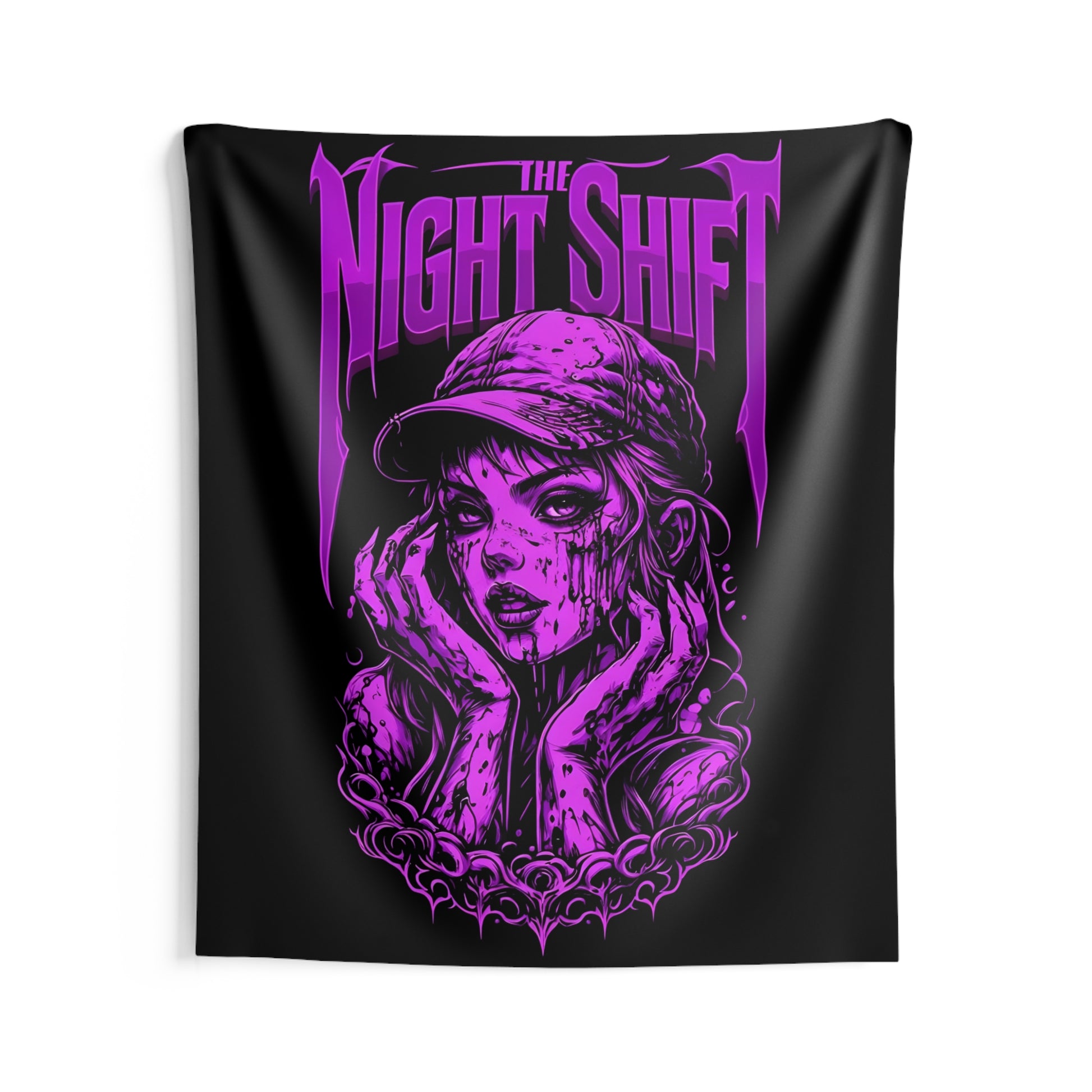 The Night Shift Demonic Piston Princess Indoor Wall Tapestries - Shop Banner 68" × 80" Printify by The Night Shift Automotive Apparel