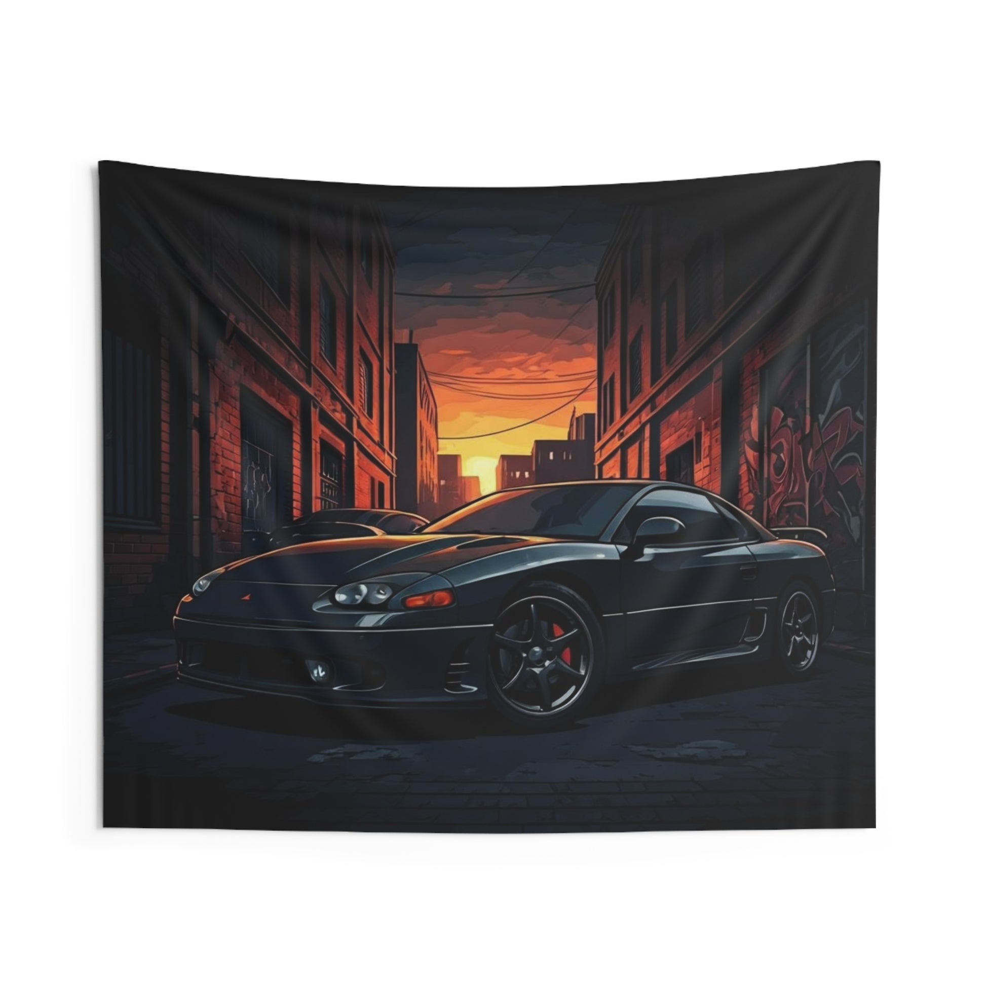 Mitsubishi 3000gt Indoor Wall Tapestries - Shop Banner 60" × 50" Printify by The Night Shift Automotive Apparel