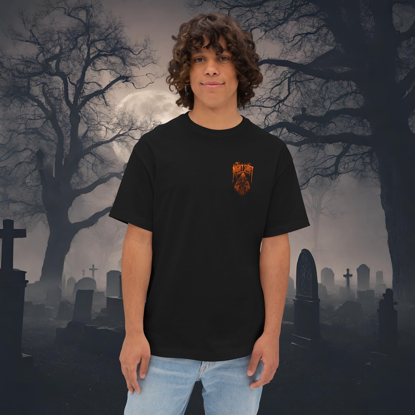 Grim Reaper-Premium, Ultra Soft Unisex Oversized Boxy Tee Printify by The Night Shift Automotive Apparel