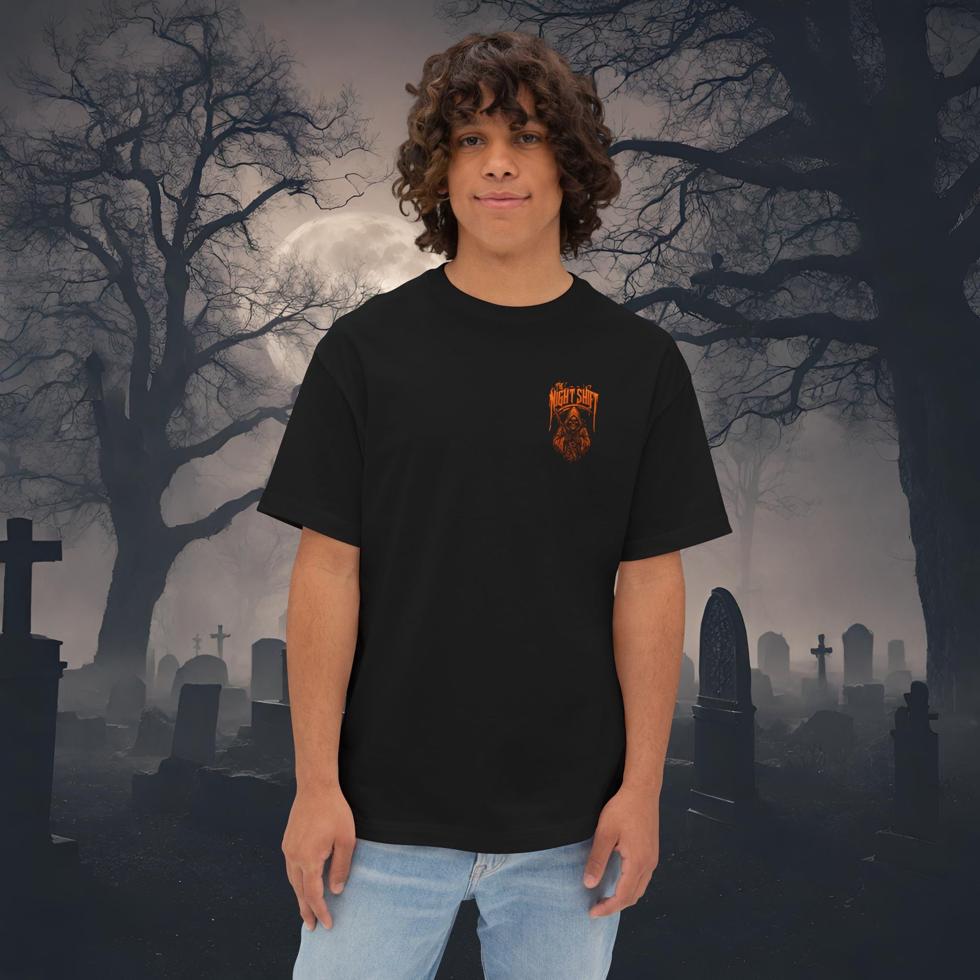 Grim Reaper-Premium, Ultra Soft Unisex Oversized Boxy Tee Printify by The Night Shift Automotive Apparel