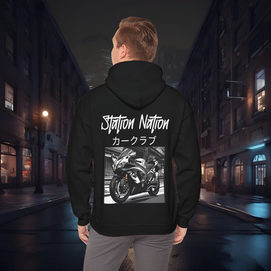 Station Nation-Ultra Soft, Premium Hoodie Black Printify by The Night Shift Automotive Apparel