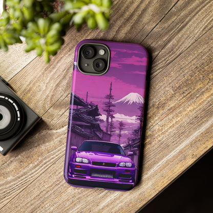 Nissan Skyline R34 Mt Fuji-Dual Layer Ultra Tough Phone Case iPhone 15 Plus Glossy Printify by The Night Shift Automotive Apparel