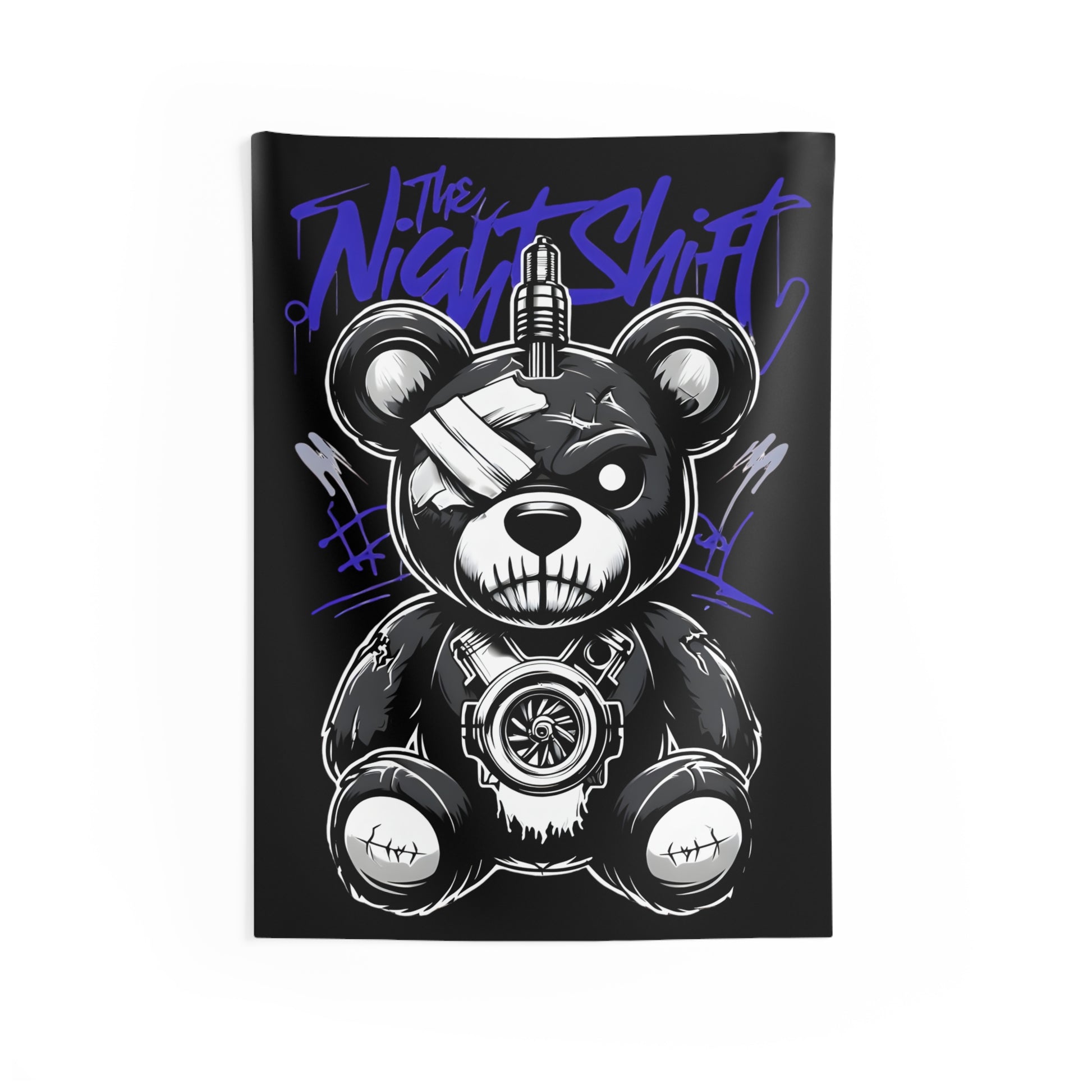 Tattered Teddy Indoor Wall Tapestries - Shop Banner 26" × 36" Printify by The Night Shift Automotive Apparel