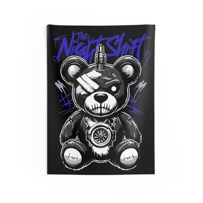 Tattered Teddy Indoor Wall Tapestries - Shop Banner 26" × 36" Printify by The Night Shift Automotive Apparel