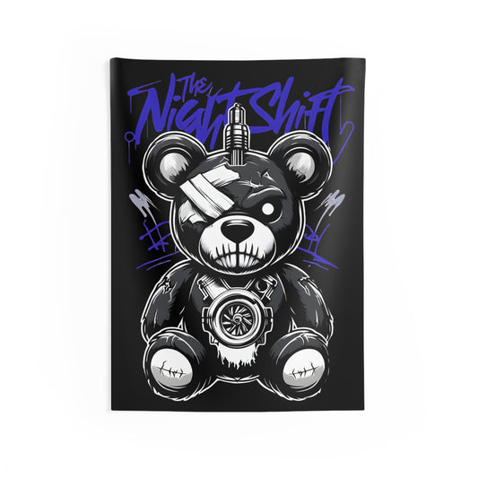 Tattered Teddy Indoor Wall Tapestries - Shop Banner 26" × 36" Printify by The Night Shift Automotive Apparel