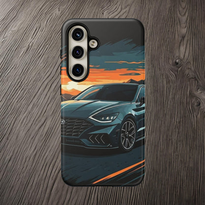 Hyundai Sonata-Sunset Drive-Dual Layer Ultra Tough Phone Case Samsung Galaxy S24 Matte Printify by The Night Shift Automotive Apparel
