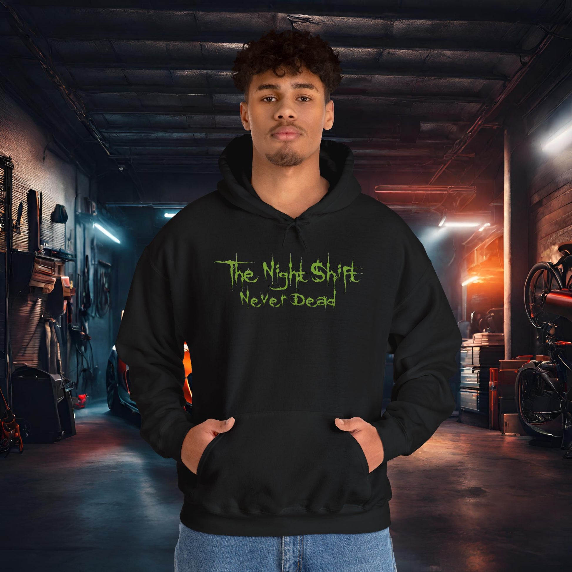 Never Dead Zombie Muscle Car-Ultra Soft, Premium Hoodie Printify by The Night Shift Automotive Apparel
