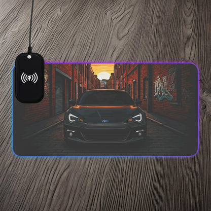Subaru BRZ Street Life-LED Gaming Mouse Pad with Wireless Charging 23.6" × 11.8" Rectangle 15W Printify by The Night Shift Automotive Apparel