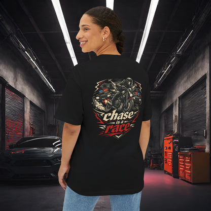 Chase Is A Race-Premium, Ultra Soft Unisex Oversized Boxy Tee Printify by The Night Shift Automotive Apparel