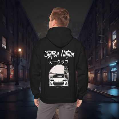 Station Nation-Ultra Soft, Premium Hoodie Black Printify by The Night Shift Automotive Apparel