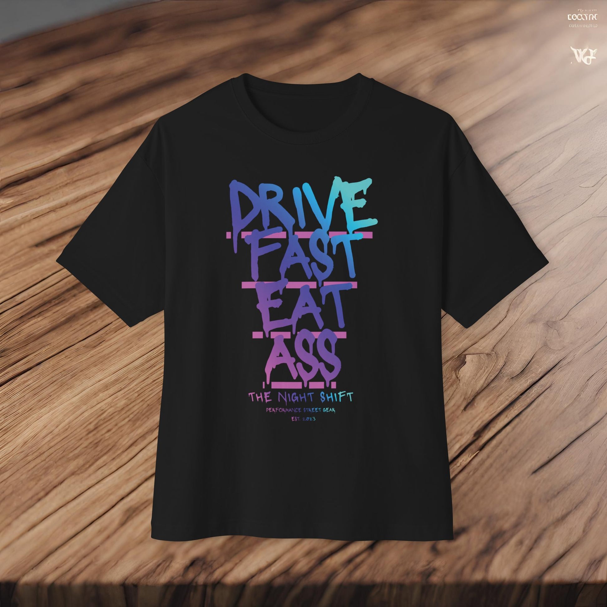 Drive Fast, Eat Ass-Premium, Ultra Soft Unisex Oversized Boxy Tee Printify by The Night Shift Automotive Apparel