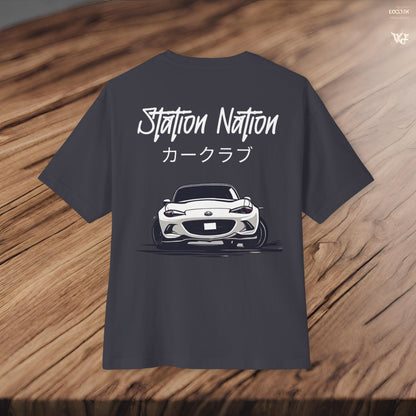 Station Nation-Premium, Ultra Soft Unisex Oversized Boxy Tee Printify by The Night Shift Automotive Apparel