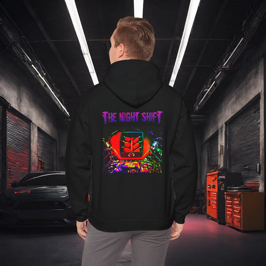 VR38DETT Synthwave-Premium, Ultra Soft Unisex Hoodie Black Printify by The Night Shift Automotive Apparel