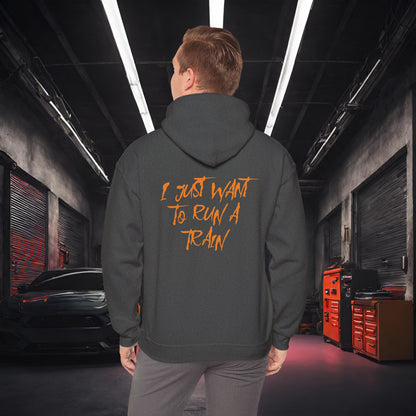 I Just Want To Run A Train-Ultra Soft, Premium Hoodie Dark Heather Printify by The Night Shift Automotive Apparel