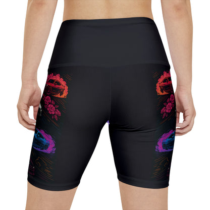 Women's Gym & Fitness Biker Shorts Printify by The Night Shift Automotive Apparel