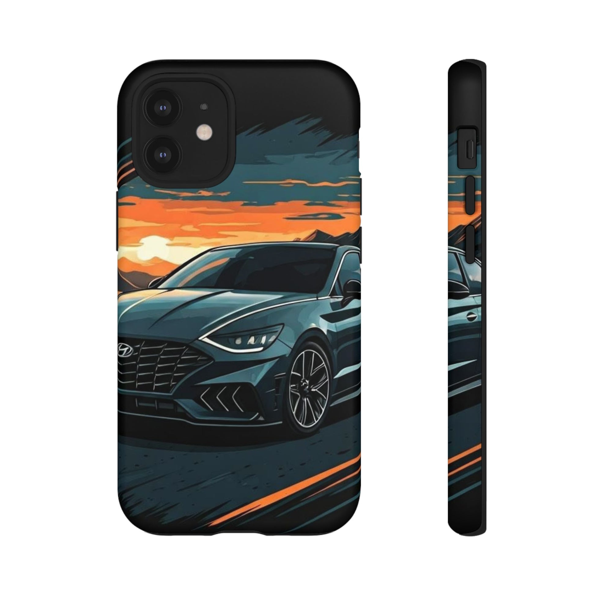 Hyundai Sonata-Sunset Drive-Dual Layer Ultra Tough Phone Case iPhone 12 Mini Matte Printify by The Night Shift Automotive Apparel