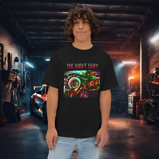 2JZ-GTE Single Turbo Synthwave-Premium, Ultra Soft Unisex Oversized Boxy Tee Black Printify by The Night Shift Automotive Apparel
